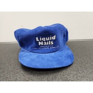 Vintage MACCO Liquid Nails Corduroy Trucker Hat Cap Snap Back Blue‎ One Size